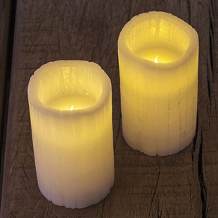 LED sviečka set - biela, rustikálna