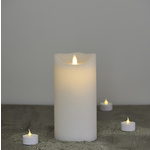 LED vosková sviečka biela, pohyblivý plameň, 20cm