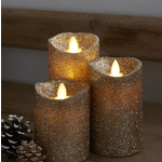 Voskové LED sviečky-3set, zlaté glitter