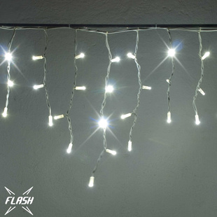 LED svetelné cencúle - FLASH, 3x0,5m, ľadová biela, 114 diód