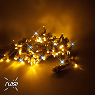 LED reťaz - flash efekt, 5m, biely kábel